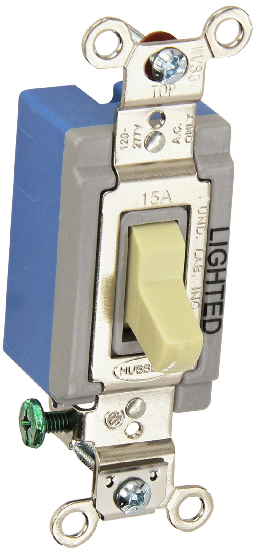 Hubbell HBL1201IL Single Pole Toggle Illuminated Industrial Grade 15 amp