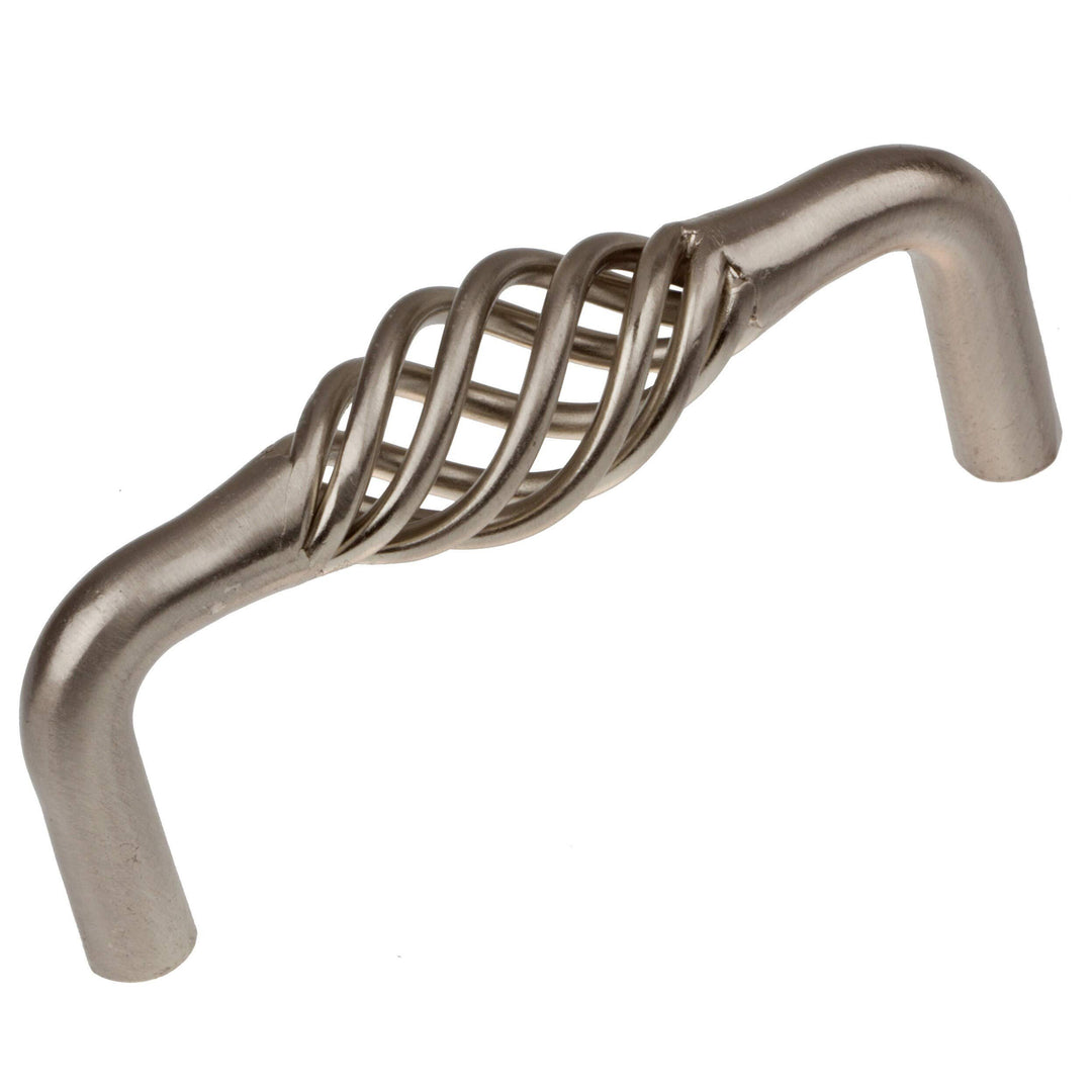 3-inch Screw Center Twisted Birdcage Cabinet Hardware Pull - Satin Nickel