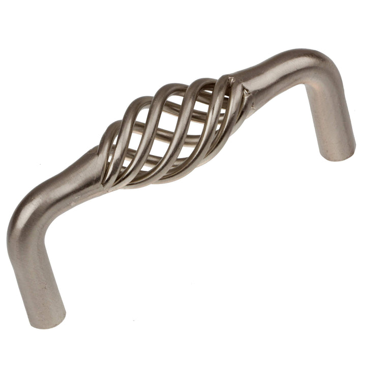 3-inch Screw Center Twisted Birdcage Cabinet Hardware Pull - Satin Nickel