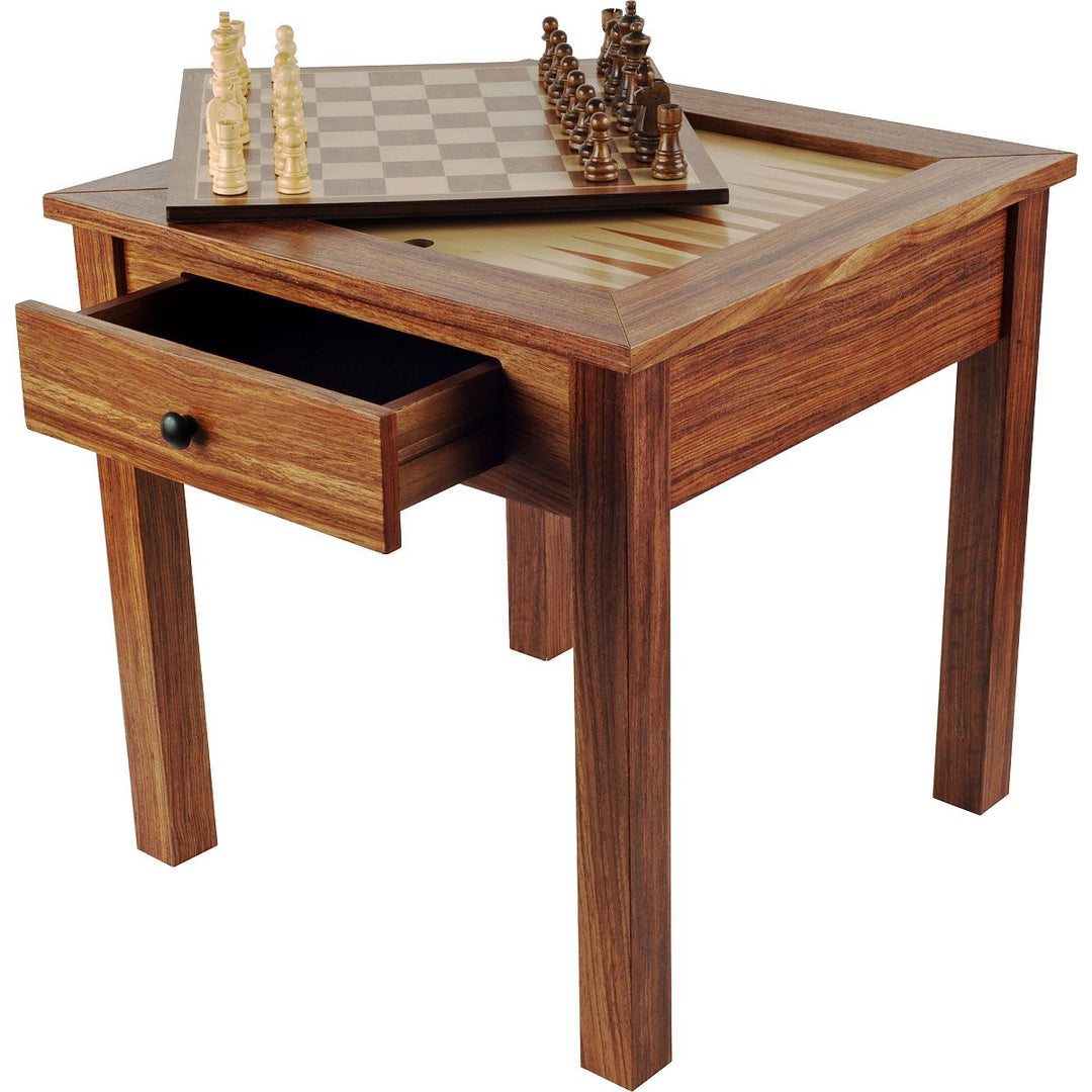 Hey! Play! Wood 3 in 1 Chess Backgammon Table by Trademark Games Brown