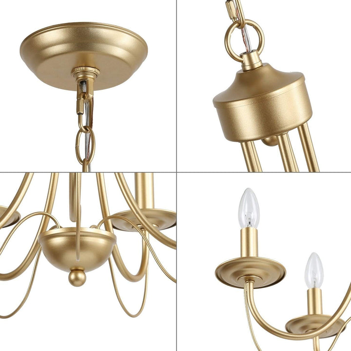 5-Light Modern Goldtone Chandelier Metallic Industrial Contemporary Transitional - Diamond Home USA