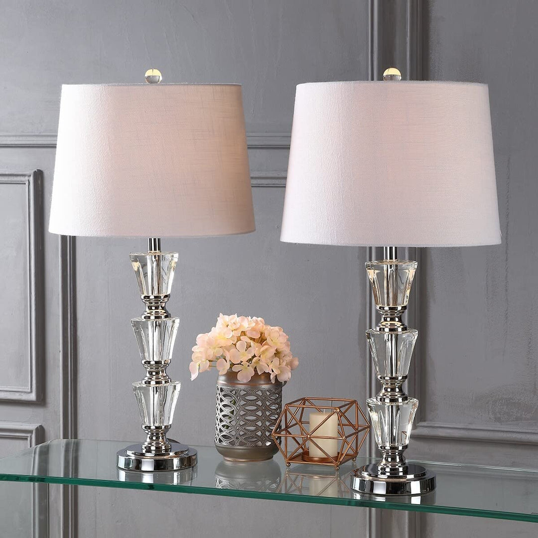 27" Crystal Led Table Lamp Clear (Set of 2) Glam Modern Contemporary Traditional
