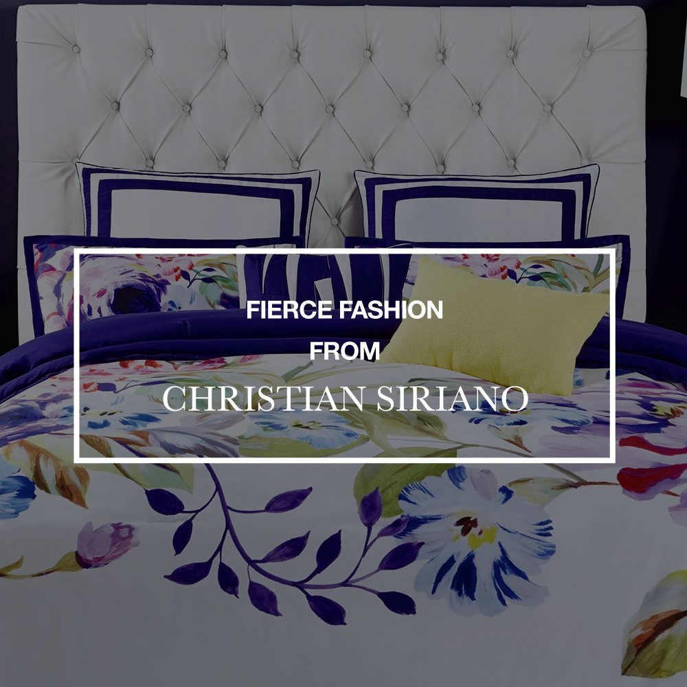 Christian Siriano Spring Botanical Floral Comforter Sets King - Diamond Home USA