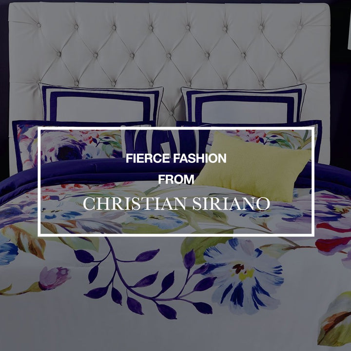Christian Siriano Spring Botanical Floral Comforter Sets King - Diamond Home USA