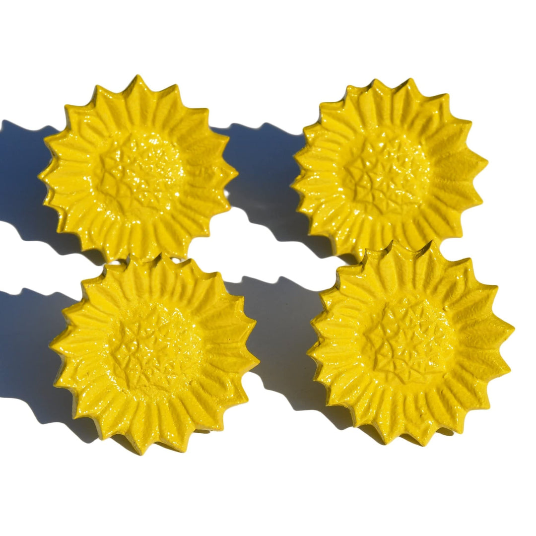 Napkin Rings Set of 8 (Yellow Sunflower Antique) Yellow Rustic Metal