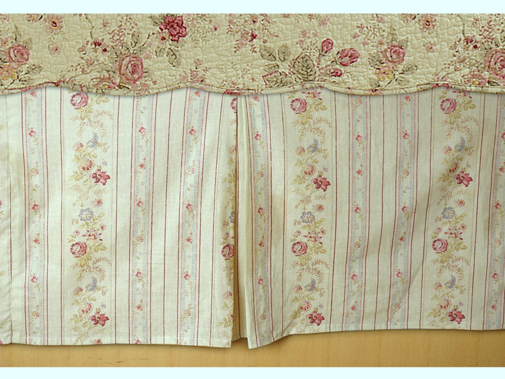 Finely Stitched Cottage Romantic Tailored Bed Skirt 15 inches Drop Floral Full