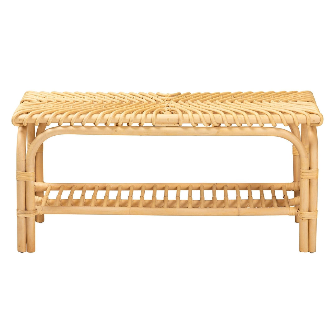 Modern Bohemian Natural Brown Rattan Accent Bench Solid - Diamond Home USA