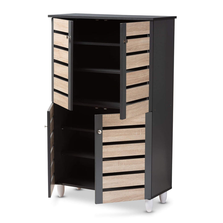 Contemporary Shoe Storage Cabinet Brown Modern Wood Includes Hardware - Diamond Home USA