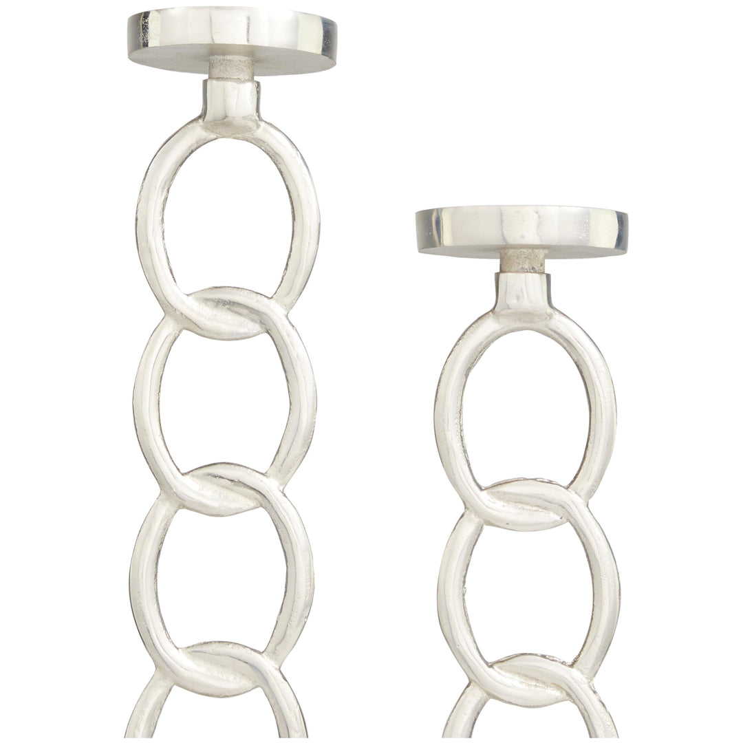 Silver Geometric Candle Holder (Set of 2) - Diamond Home USA