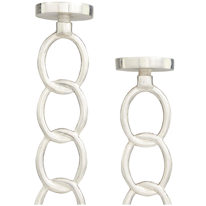 Silver Geometric Candle Holder (Set of 2) - Diamond Home USA