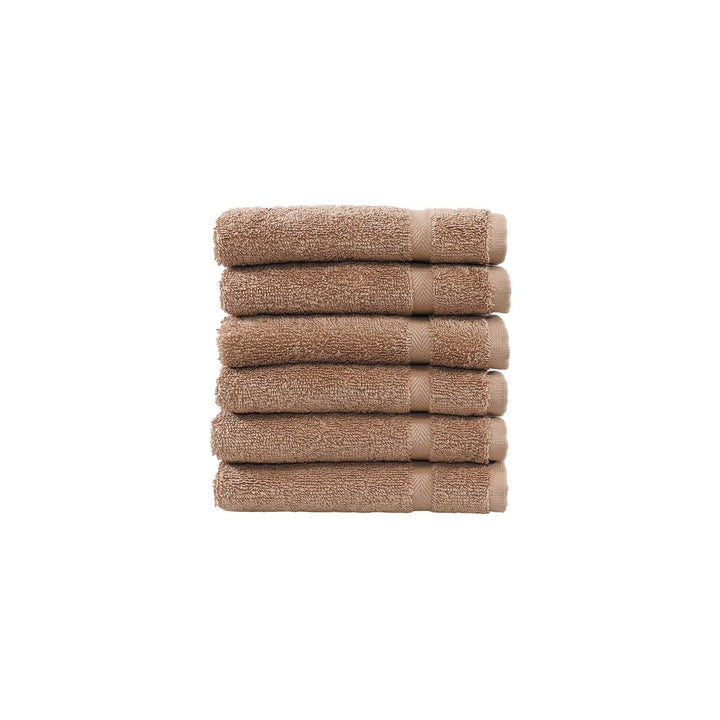 Linum Home Textiles 100% Turkish Cotton Denzi Washcloths Set of 6 Brown Latte