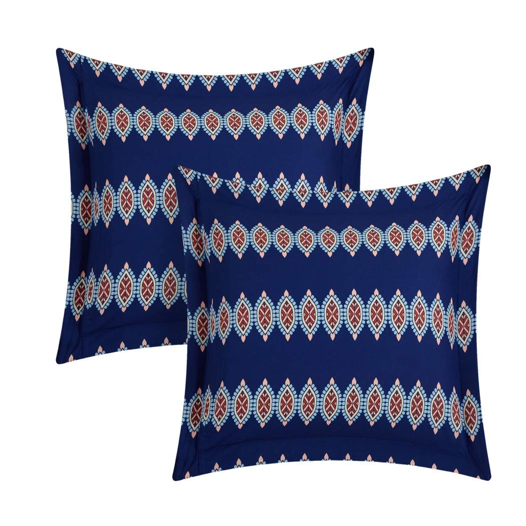 MPN 4 Piece Artistic Blue White Bohemian Southwest Quilt Queen Set Hippie Themed - Diamond Home USA