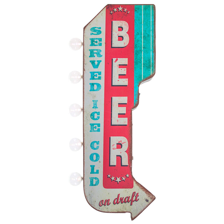 Beer on Draft Reproduction Vintage Advertising Sign - Battery Powered LED Lights - Diamond Home USA