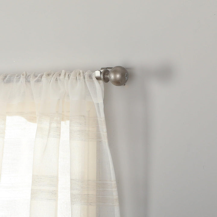 Set of 2 Woven Striped Curtain Panels 37" X 84" Beige Stripe Casual Shabby - Diamond Home USA