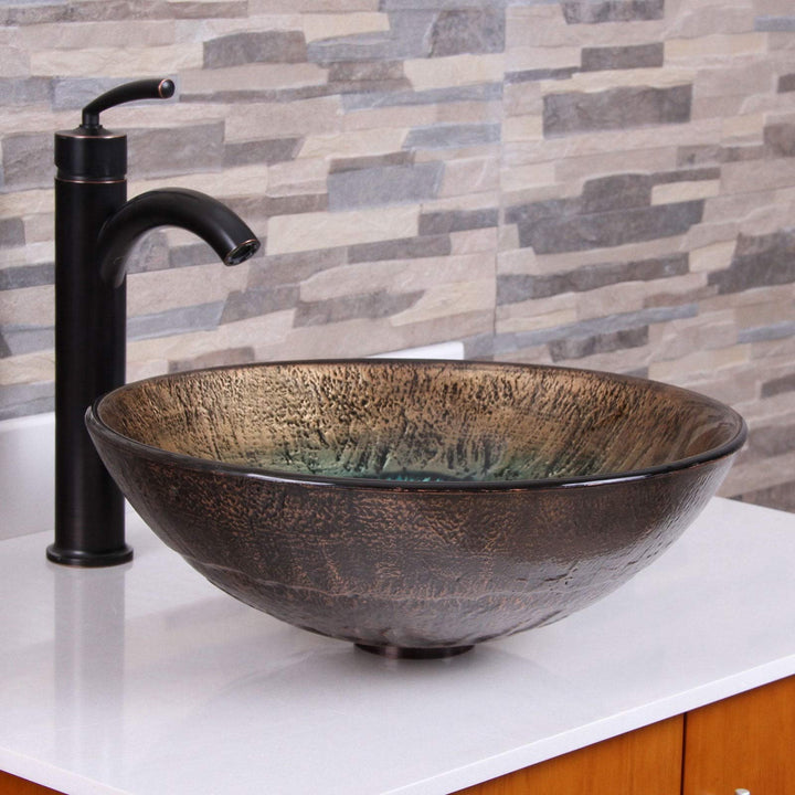 Volcanic Pattern Tempered Glass Bathroom Vessel Sink - Diamond Home USA
