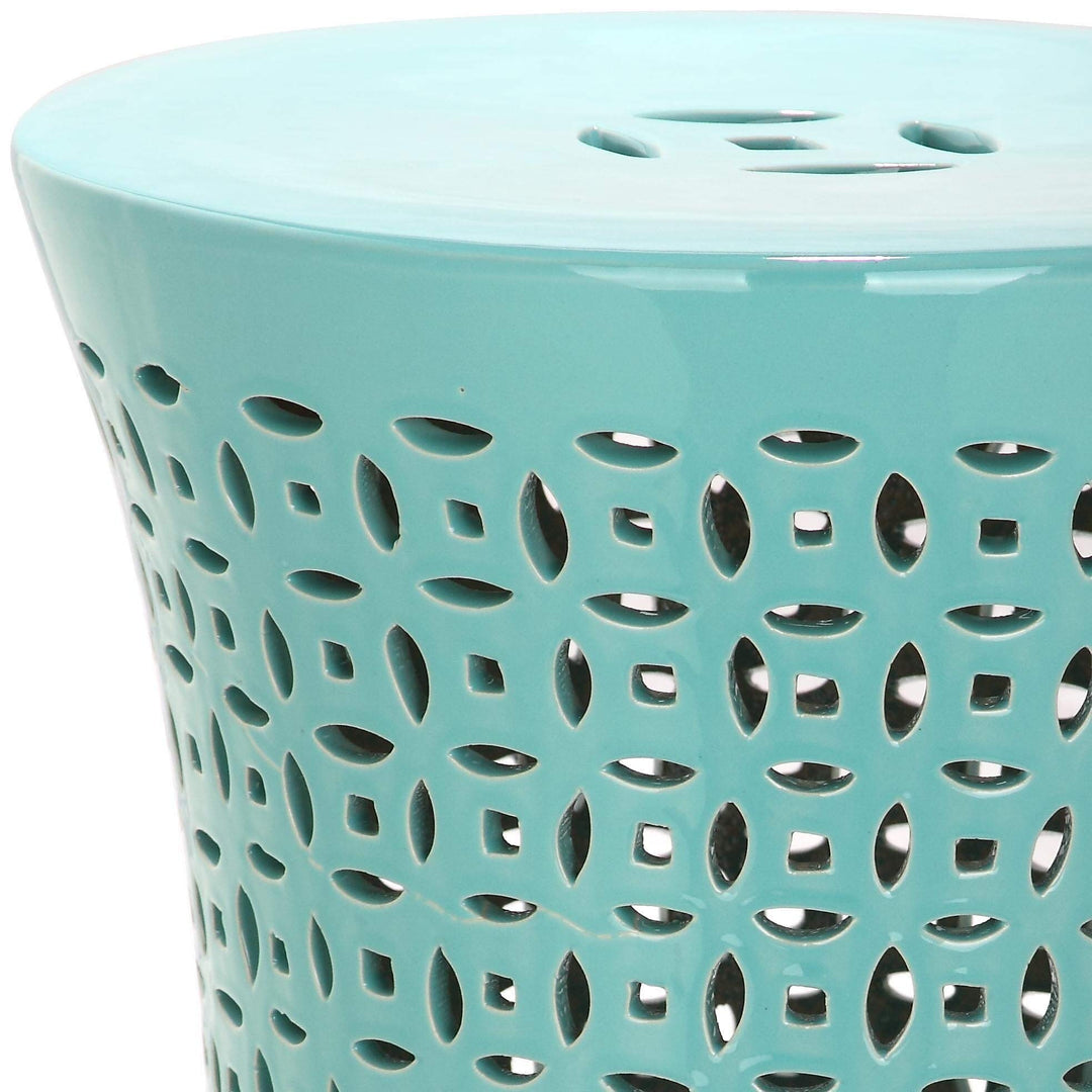 Aqua Garden Stool - 12.5" X 17.5" Green Transitional Ceramic - Diamond Home USA