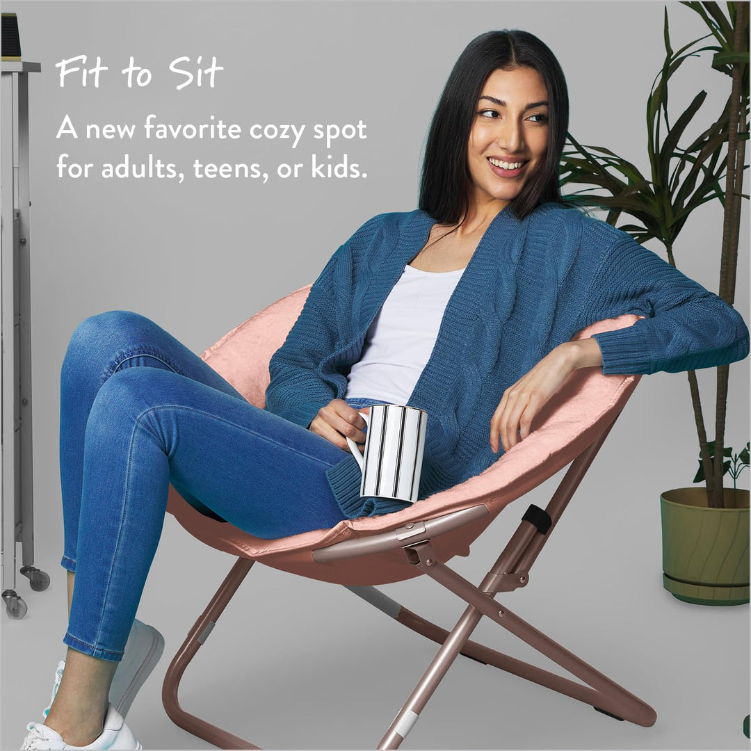 Urban Lifestyle Faux Fur Saucer Chair with Metal Frame One Size Blush - Diamond Home USA