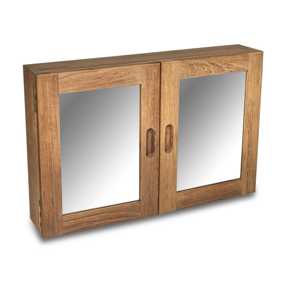 Traditional Solid Teak Double Door Mirrored Medicine Cabinet 15" X 22.50" - Diamond Home USA