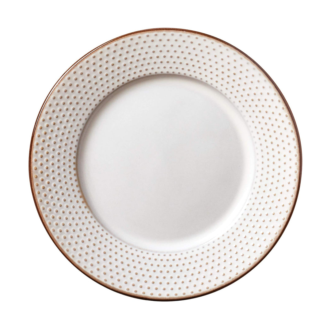 Tabletops Gallery 12pc Embossed Ivory Round Dinnerware Set Textured Modern - Diamond Home USA