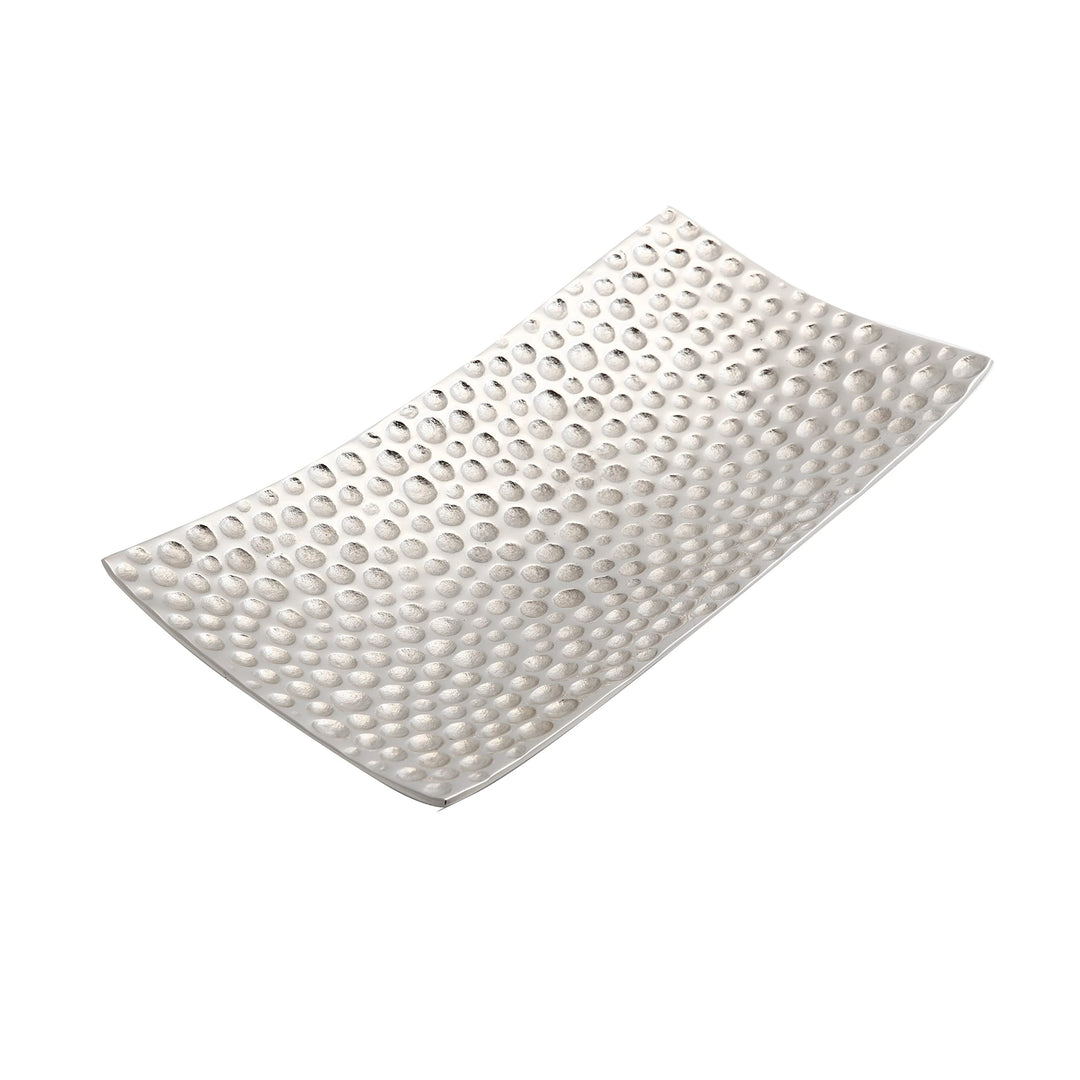 Nickel Rectangular Dimple Tray Silver Metallic Finish Handmade