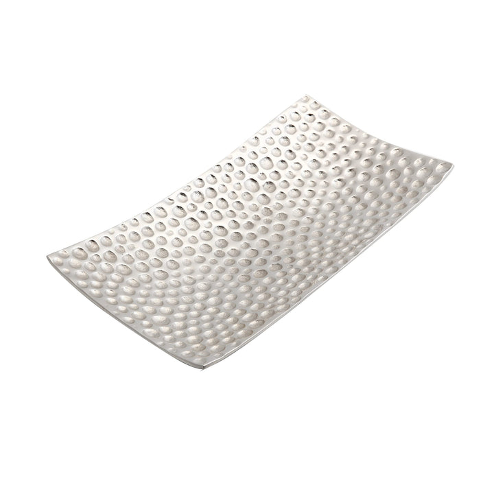 Nickel Rectangular Dimple Tray Silver Metallic Finish Handmade