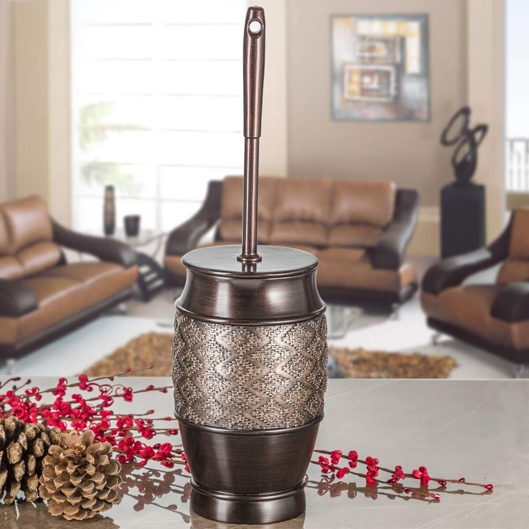 Toilet Bowl Brush with Holder (Brown) Brown Resin - Diamond Home USA