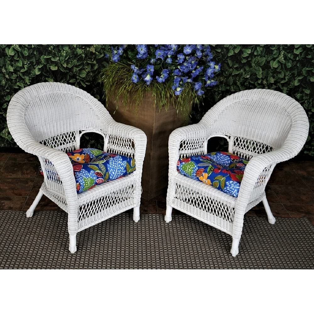 Outdoor Seat Cushion Cobalt Single U Set of 2 19x19 Multi Color Floral Polyester - Diamond Home USA