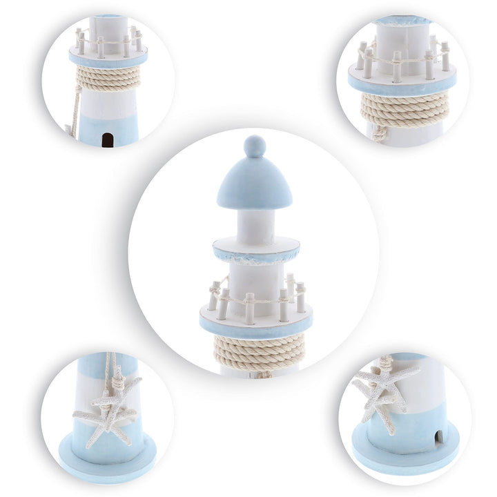 Blue Lagoon Wooden Lighthouse 12 Inch Nautical 5â€³lx4.35â€³wx11.5â€³h Multi - Diamond Home USA