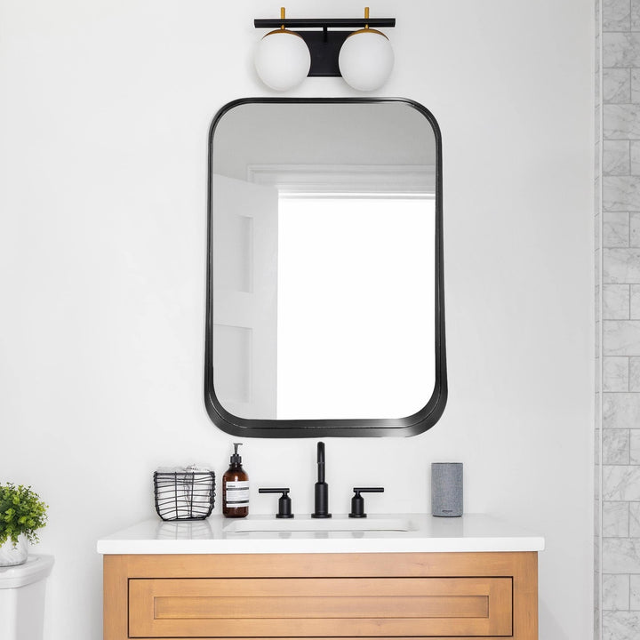 Thin Black Raised Lip Metal Framed Rectangle Wall Mirror Modern Contemporary - Diamond Home USA