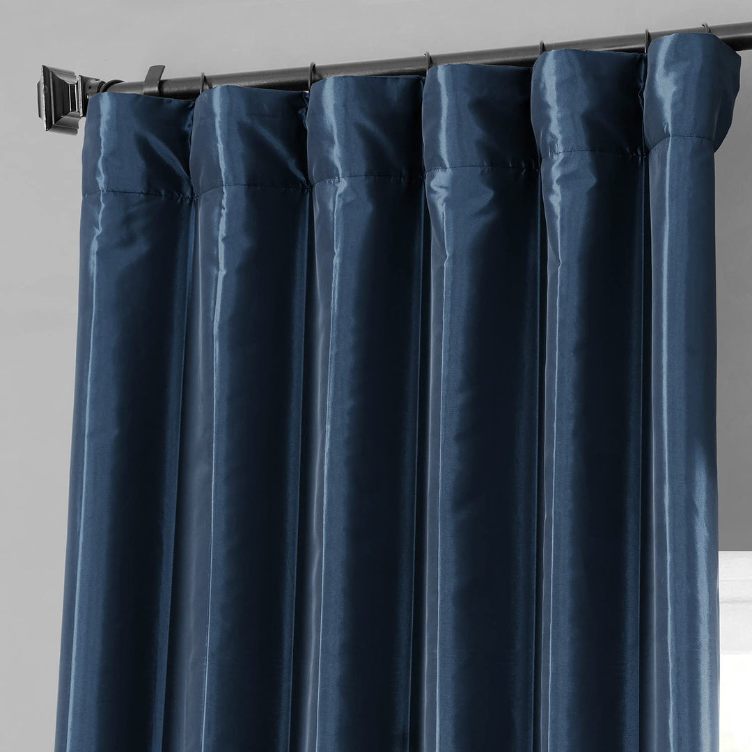 Exclusive Fabric Faux Silk Taffeta Solid Blackout Curtain (1 Panel)