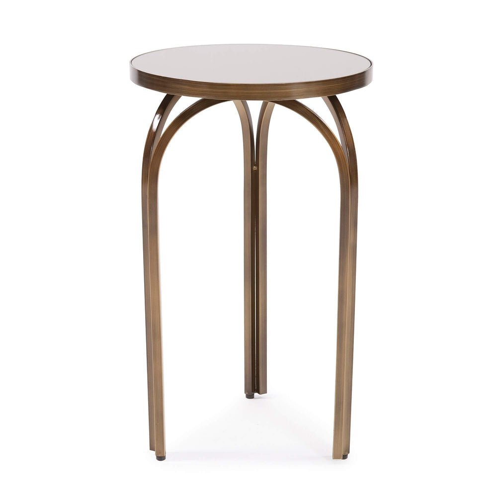 Tea Tint Side Table 12 X 20 Gold Mid-Century Modern Round Glass Metal Brass - Diamond Home USA