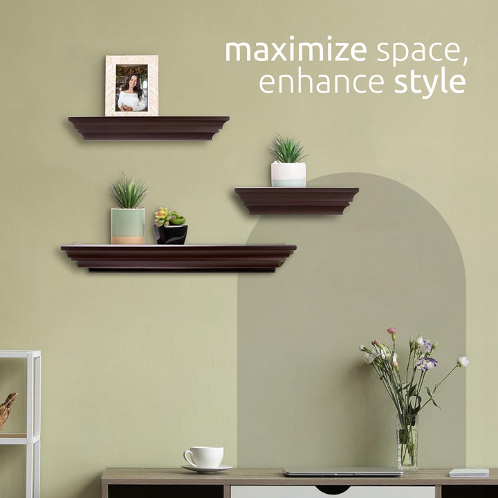 Kiera Grace Madison Classic Crown Molding Floating Wall Shelves Robust