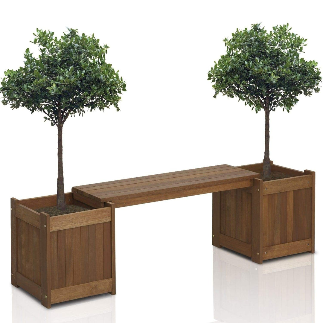 Hardwood Planter Box Brown Square Teak Wood - Diamond Home USA