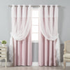 Aurora Home Attached Valance Sheer and Blackout 4-Piece Panel Pair Light Pink 52"W x 84"L - Light Pink