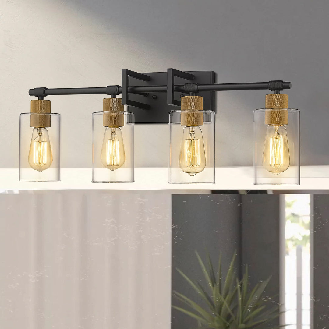 4-light Vintage Wall Mount Vanity Light Black Industrial Modern Contemporary