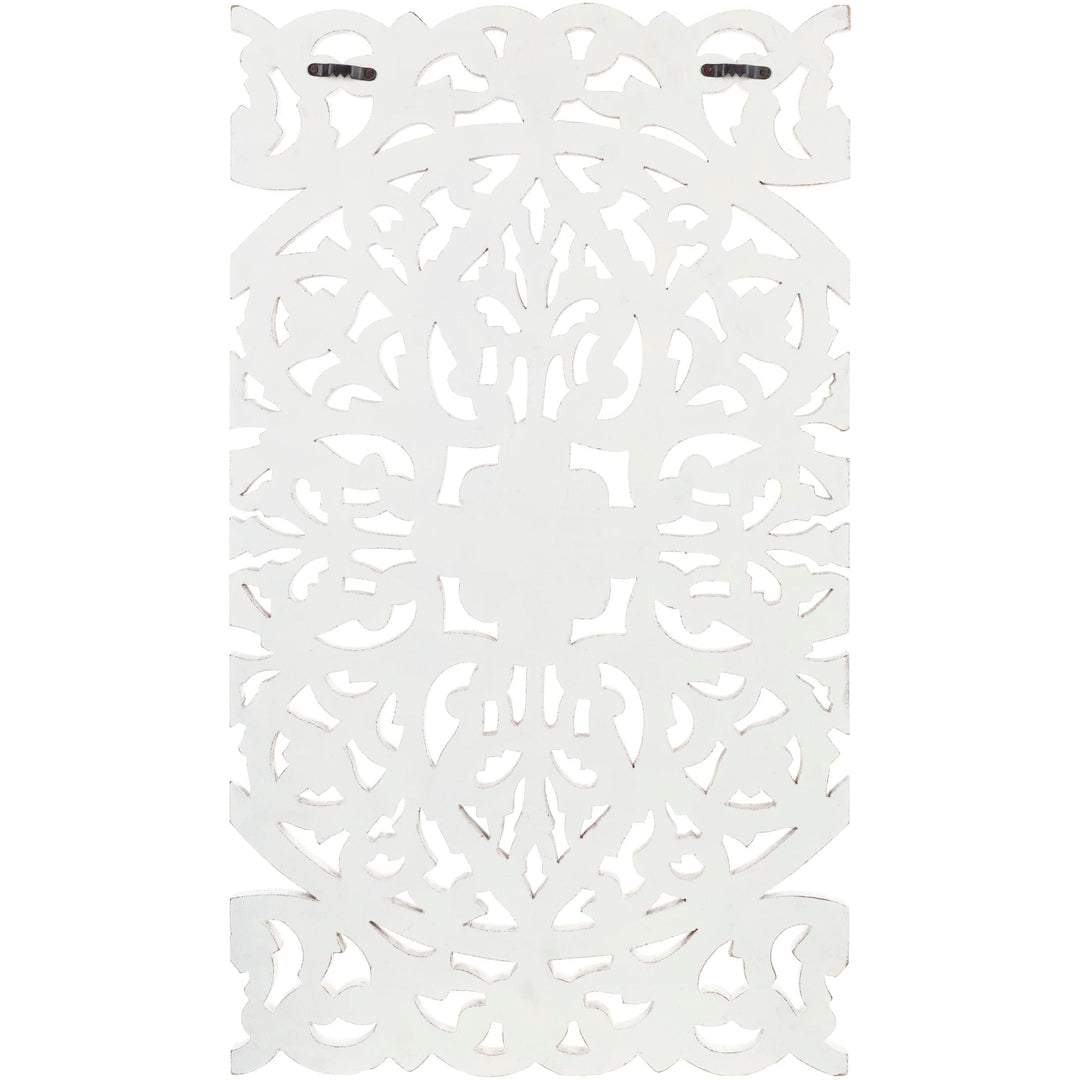 Floral Hand Carved White Wooden 48x28-inch 3-panel Wall Art Transitional - Diamond Home USA