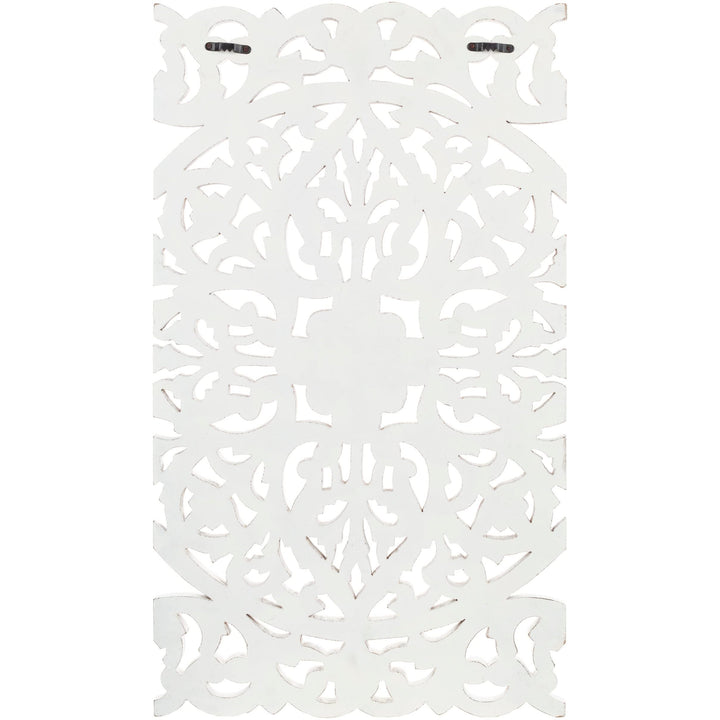 Floral Hand Carved White Wooden 48x28-inch 3-panel Wall Art Transitional - Diamond Home USA