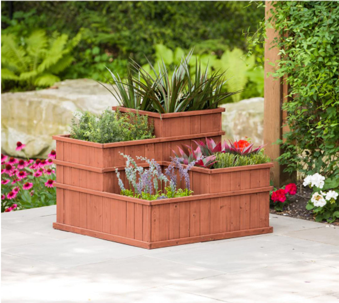 Leisure Season MLP3232 Medium Brown-1 Piece-Indoor and Outdoor Plant Box for - Diamond Home USA