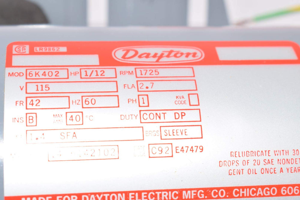 Dayton 6K402 Motor 1/12 HP General - 6K402 - Diamond Home USA