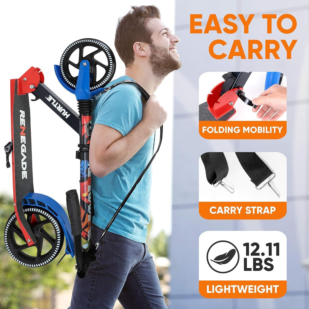 Hurtle Renegade Kick Scooters for Kids Teenagers Adults- 2 Wheel Kids Scooter - Diamond Home USA