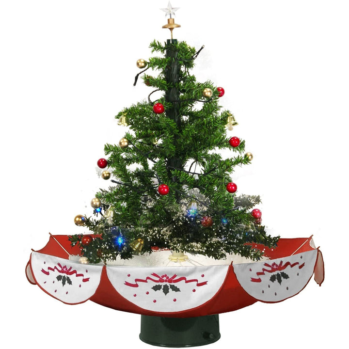 Christmas Time 29-in. Musical Snowy Indoor Holiday Green Tree with Red