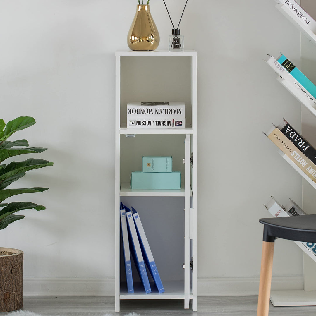 Home Tall Freestanding Bathroom Vanity Linen Tower Organizer Cabinet White - Diamond Home USA