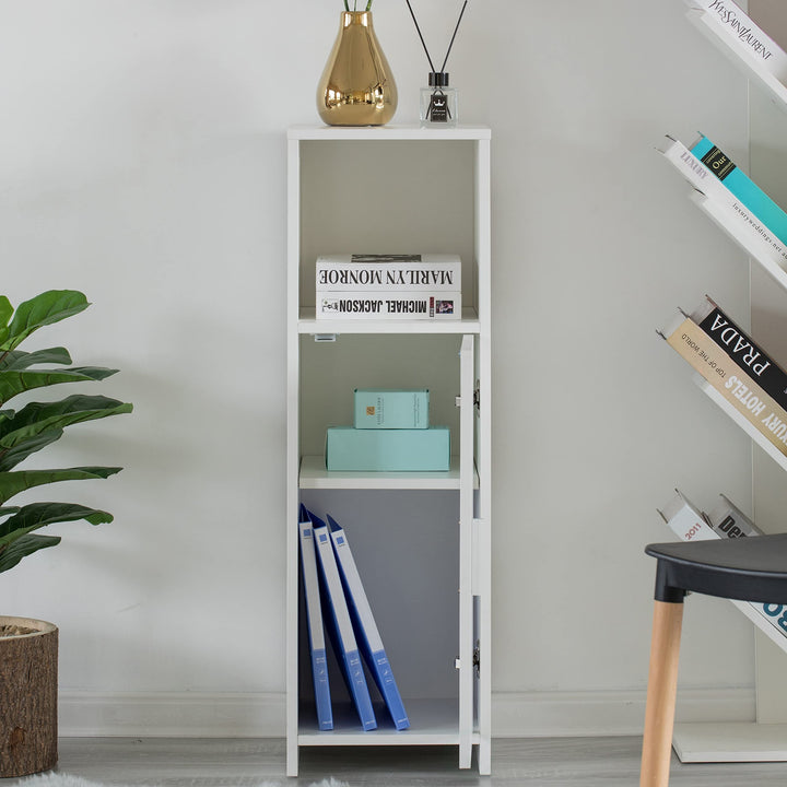 Home Tall Freestanding Bathroom Vanity Linen Tower Organizer Cabinet White - Diamond Home USA