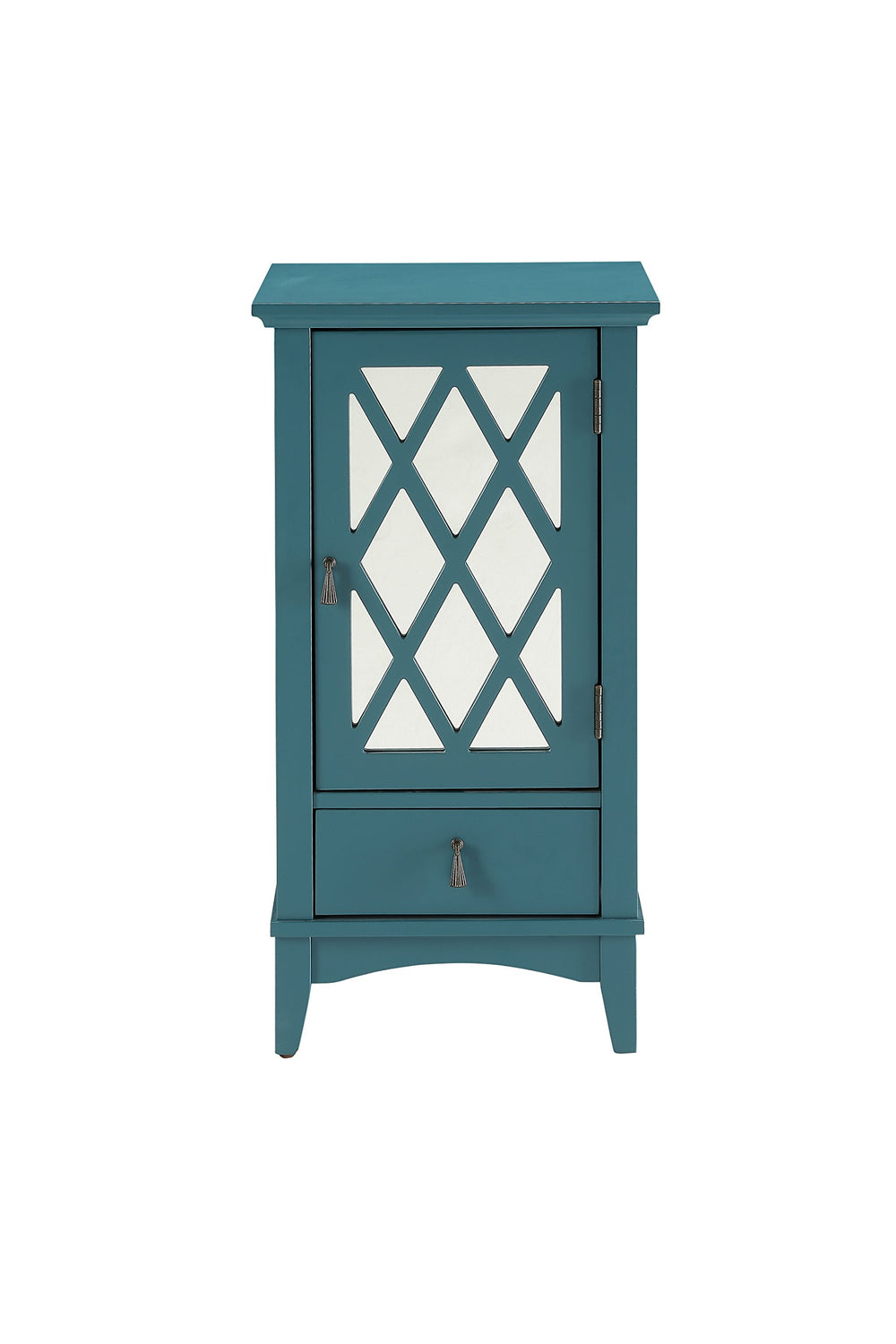 Acme Ceara Wooden Accent Table with Storage Drawer and Glass Door in Teal - Diamond Home USA