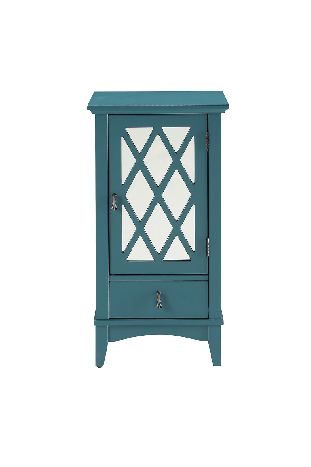 Acme Ceara Wooden Accent Table with Storage Drawer and Glass Door in Teal - Diamond Home USA