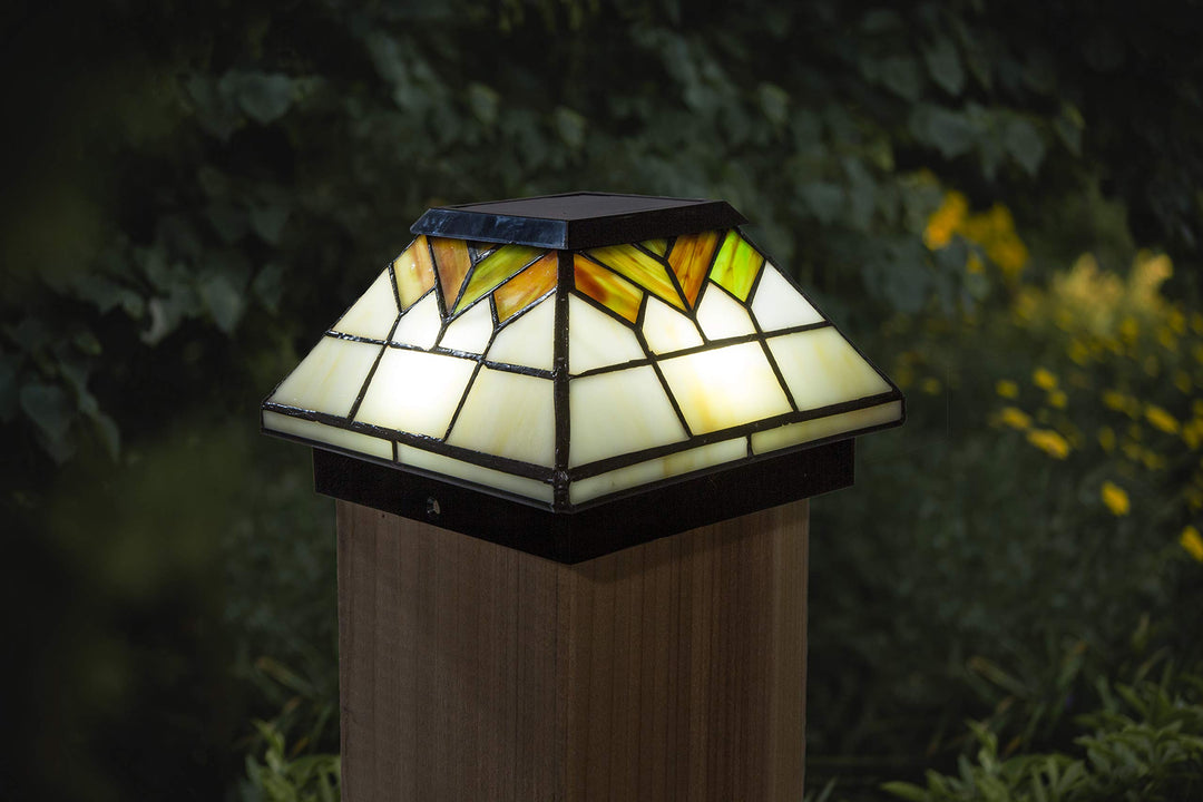 Classy Caps WG322 Wellington Solar Post Cap - 2 Pack/Stained Glass - Diamond Home USA