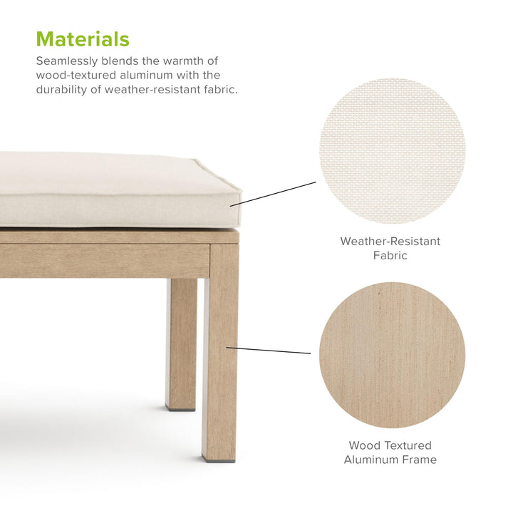Outdoor Patio Metal Frame Bench with Removable Cushion Cover Natural Modern - Diamond Home USA