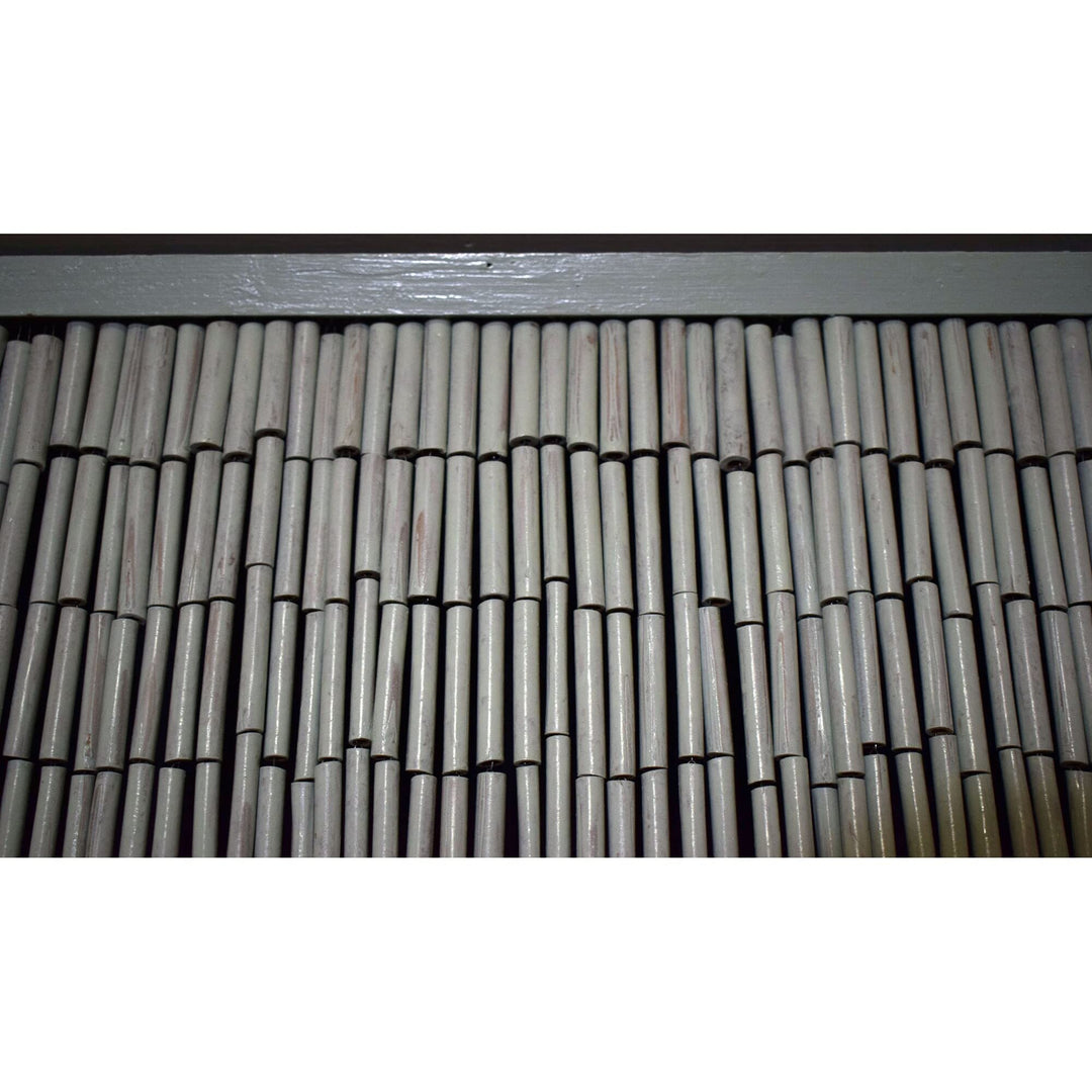 Handmade Retro Red Phone Booth Bamboo Beaded Curtain Beads Wood Hand Painted - Diamond Home USA