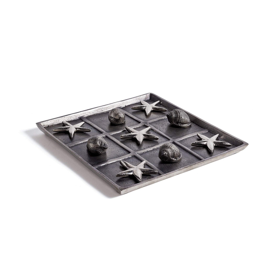 Beach Brushed Nickel Tic Tac Toe Grey Silver Modern Contemporary Nautical