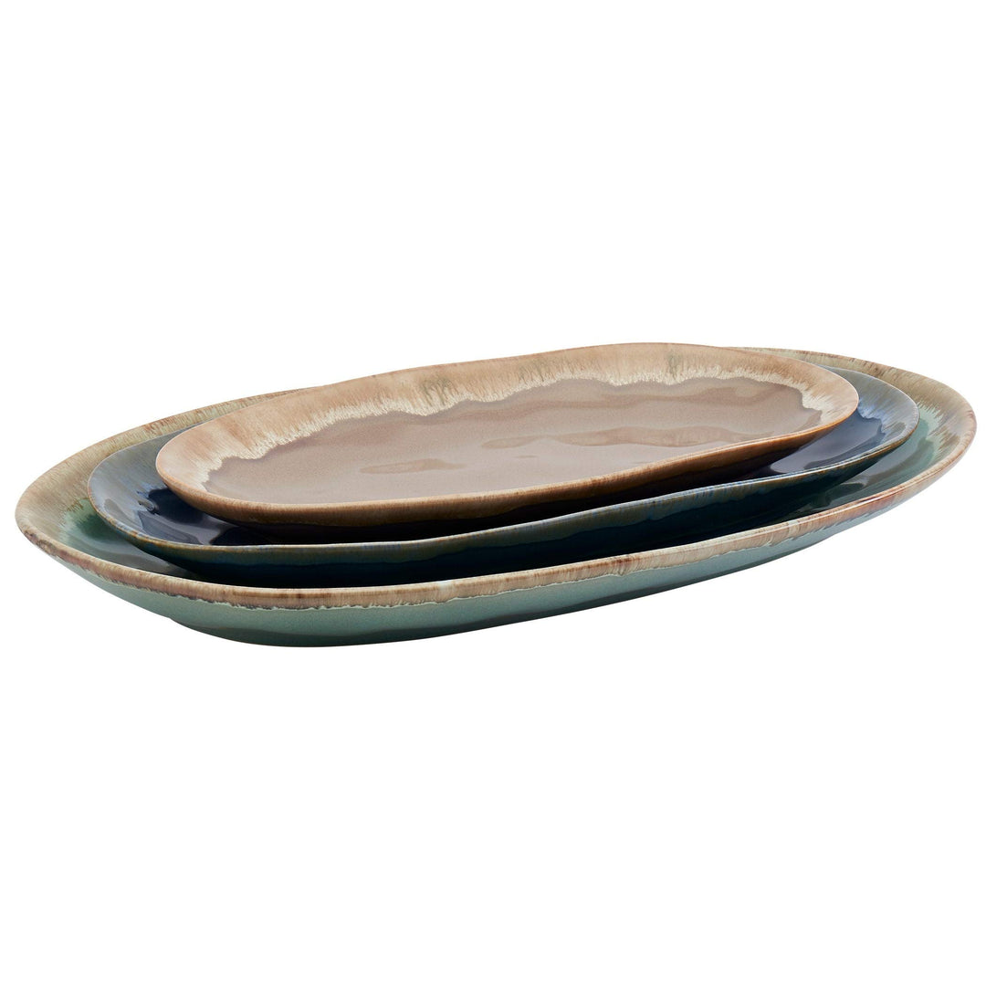 Tabletops Gallery Assorted Tuscon Serving Platters Set Of 3 Multi Color Solid - Diamond Home USA